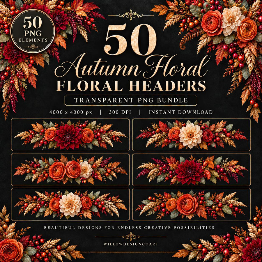 Autumn floral headers collection preview