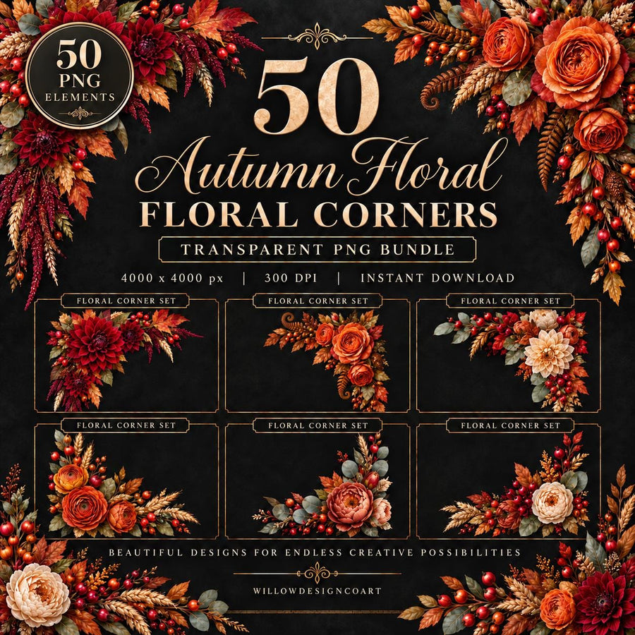 Autumn floral corners collection preview