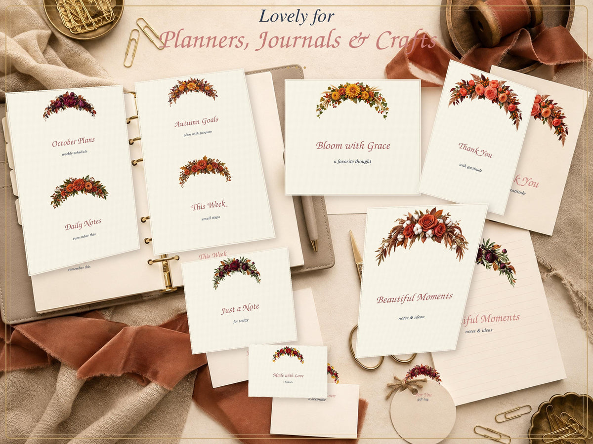 Autumn floral headers design and stationery examples 2