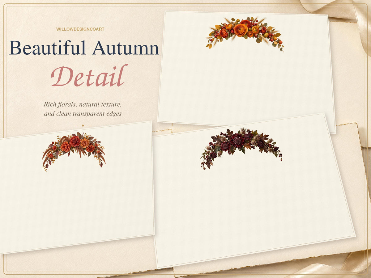 Autumn floral headers design and stationery examples 3