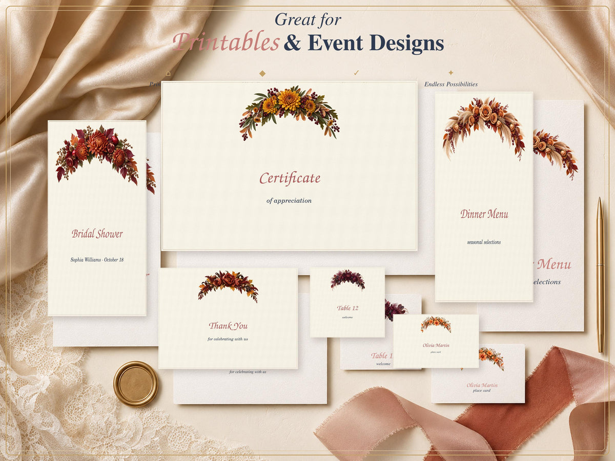 Autumn floral headers design and stationery examples 4