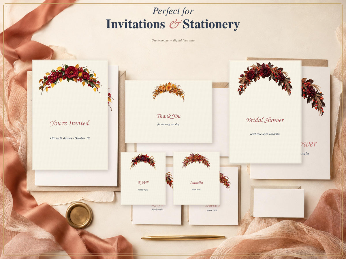 Autumn floral headers design and stationery examples 5