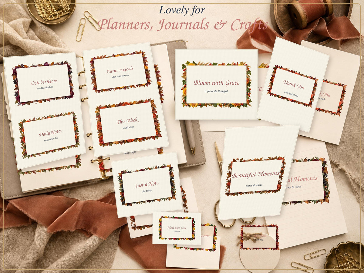 Autumn rectangular floral frames design and stationery examples 3