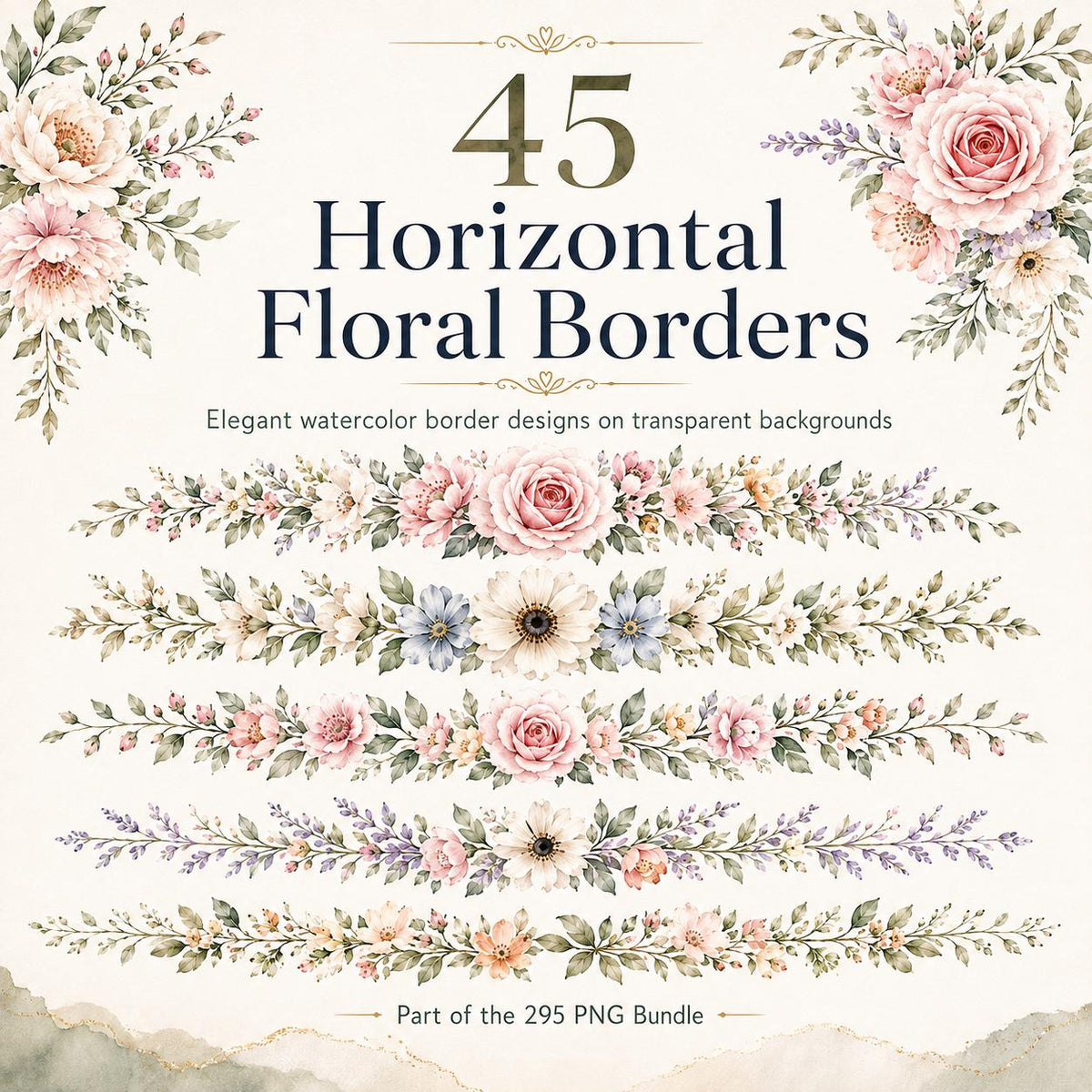 45 horizontal floral borders