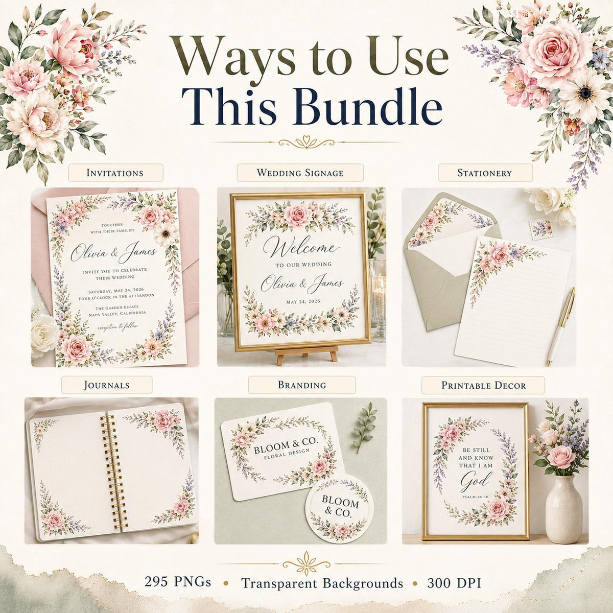 Watercolor Floral artwork project examples